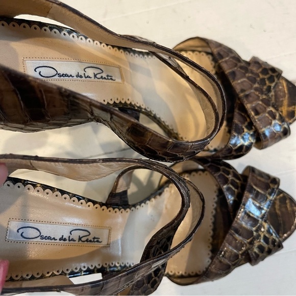 OSCAR DE LA RENTA PYTHON CRISS CROSS HIGH HEEL SANDALS SIZE 36 EUR 6-6.5 US - Picture 6 of 10